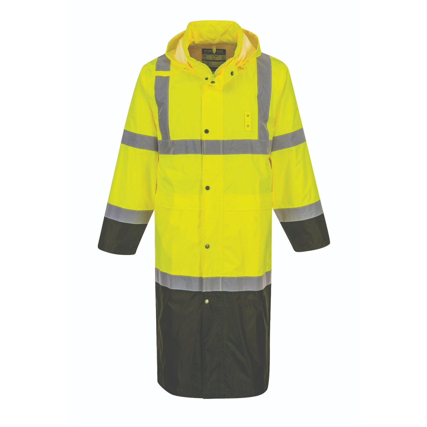 PORTWEST® Contrast Hi Vis Waterproof Trench Coat Rain Jacket - ANSI Cl ...