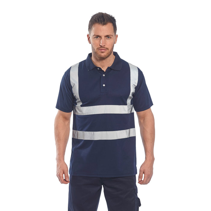 PORTWEST® Iona Hi Vis Navy Polo Shirt - F477 — Safety Vests and More