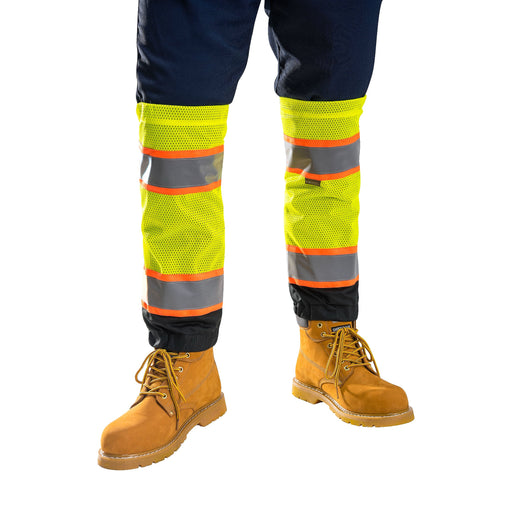 PORTWEST® Hi Vis Two Tone Mesh Gaiters - 2" Refelective Silver Tape - Yellow - Safety Vests and More