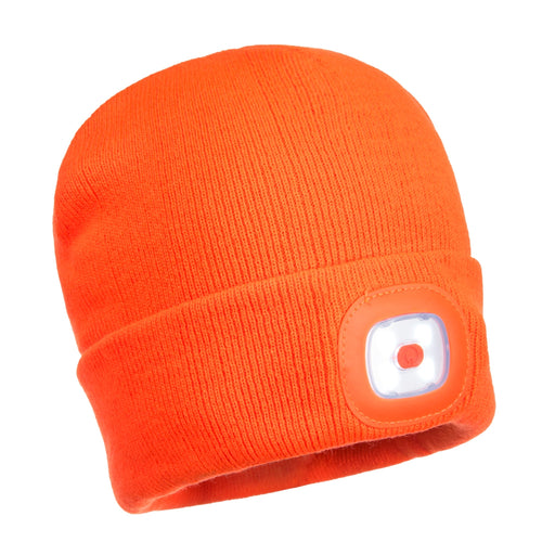 PORTWEST® LED Head Light Beanie Winter Hat - USB Rechargeable - B029 - Safety Vests and More