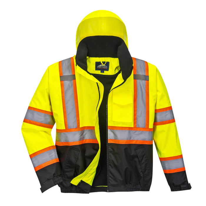 PORTWEST® Hi Vis Bomber Jacket with Reflective Contrast Tape - ANSI Class 3 - US368 - Safety Vests and More