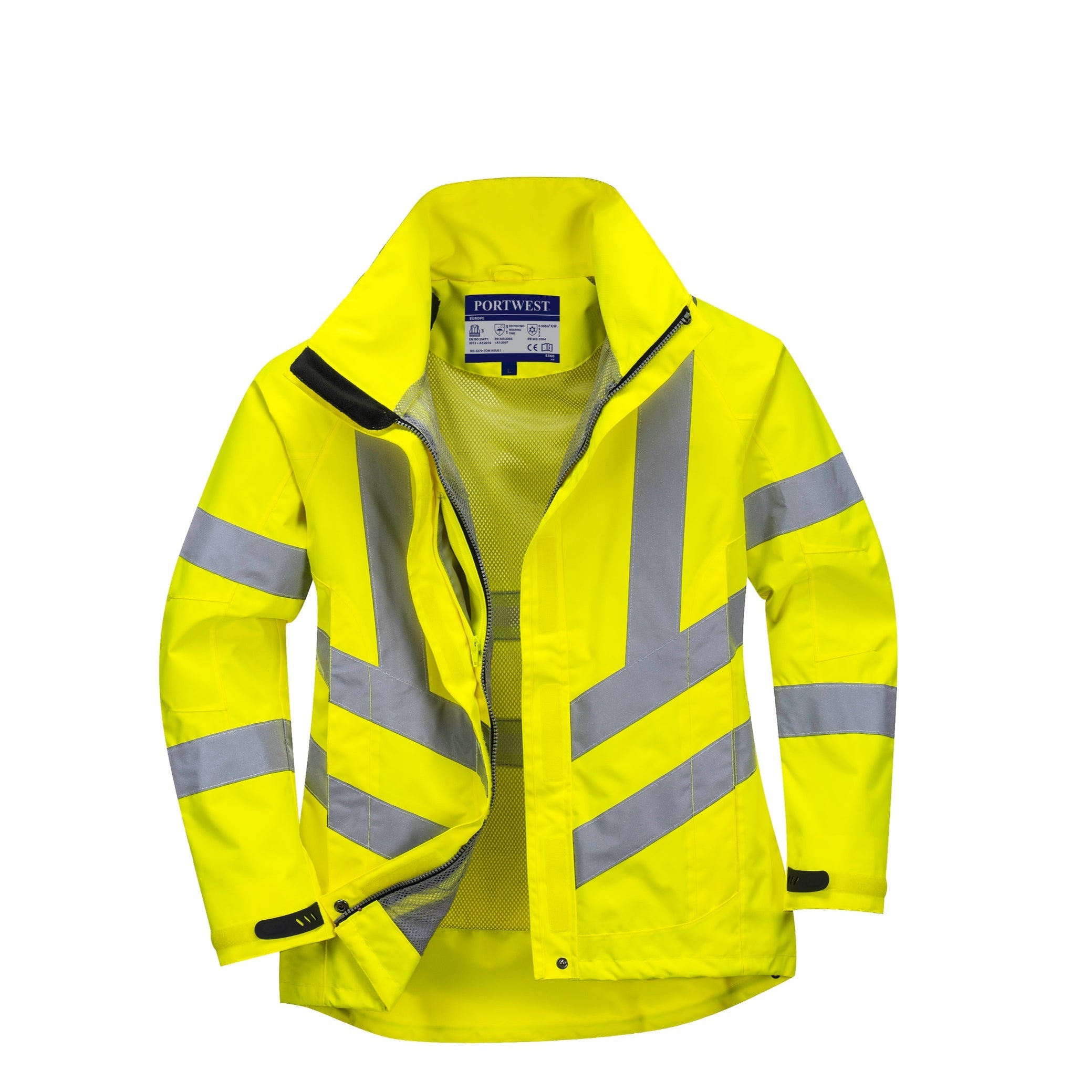 PORTWEST® Womens Hi Vis Waterproof Rain Jacket - ANSI Class 3 - LW70 ...