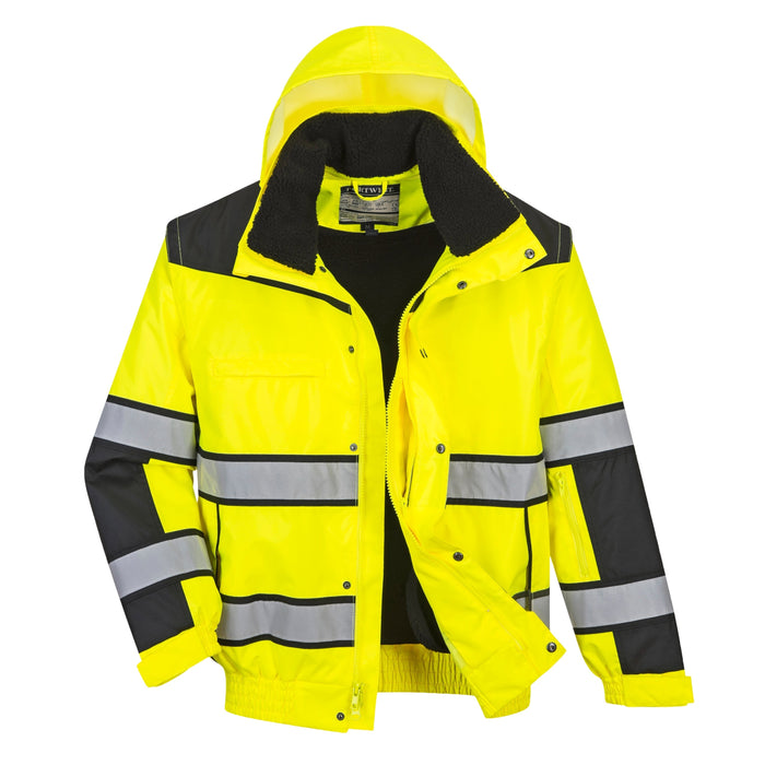 PORTWEST® Hi Vis Classic Bomber Jacket With Detachable Sleeves - ANSI Class 3 - UC466 - Safety Vests and More