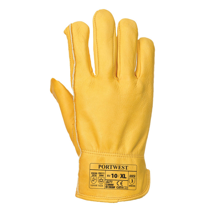PORTWEST® A271 Insulated Leather Driving Gloves - CAT 2 - ANSI Abrasion Level 3 - Safety Vests and More