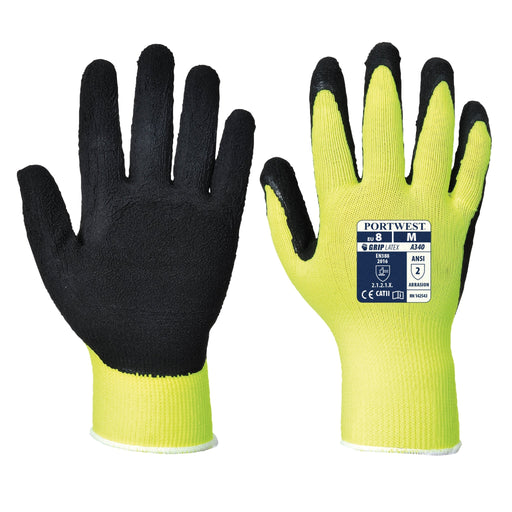 PORTWEST® A340 Hi Vis Grip Gloves - CAT 2 - ANSI Abrasion Level 2 - Safety Vests and More