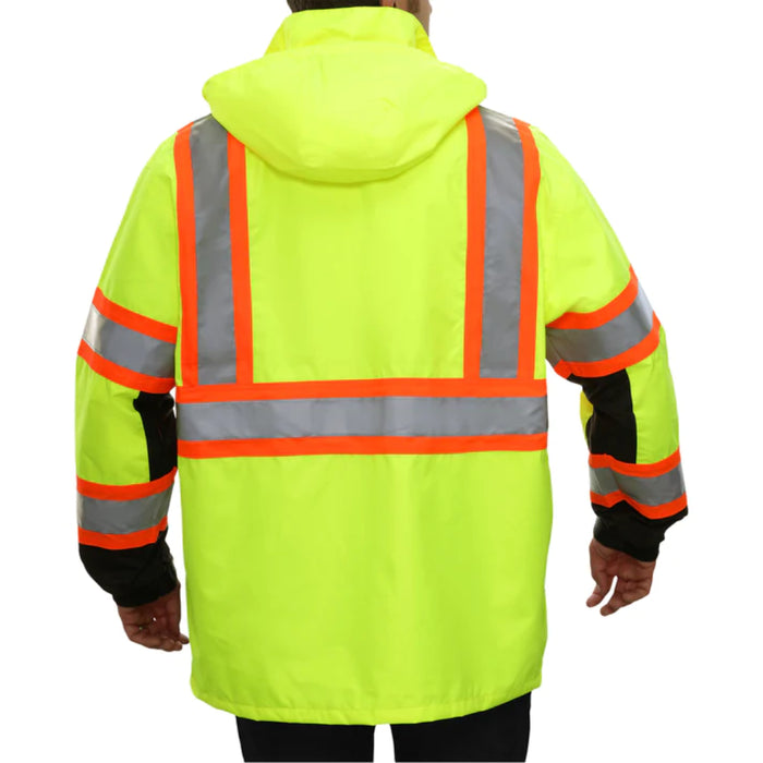 Reflective Apparel® Hi-Vis Breathable Waterproof Hooded Rain Jacket - ANSI Class 3 - 431CS