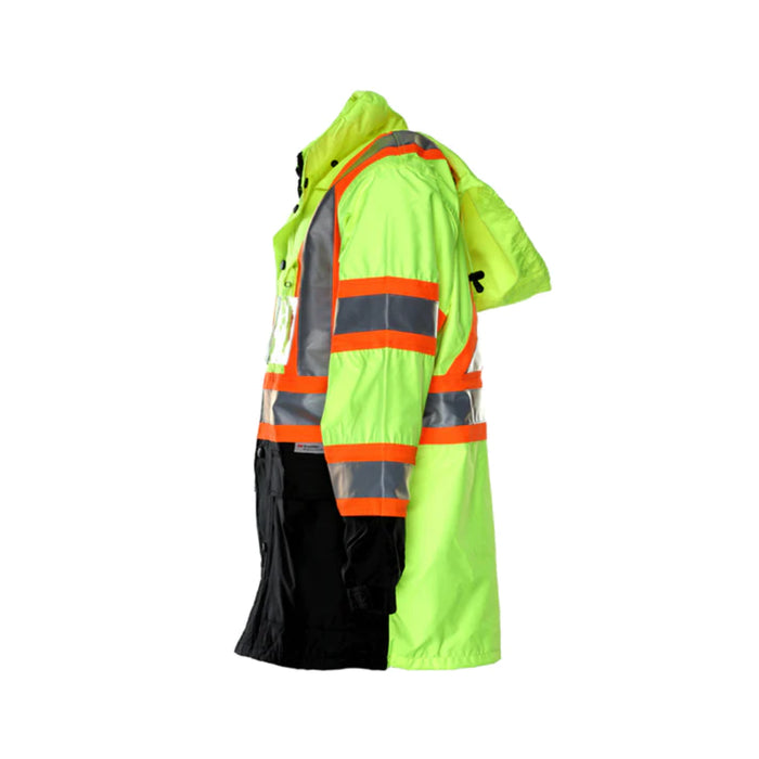 Reflective Apparel® Hi-Vis Breathable Waterproof Hooded X Back DOT Rain Jacket - ANSI Class 3 - 431CX