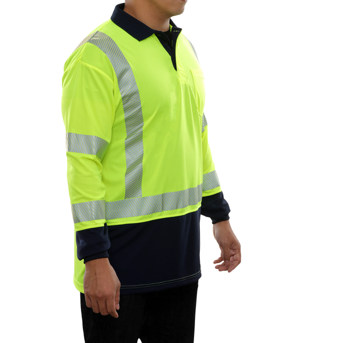 Reflective Apparel Hi-Vis Two-Tone Long Sleeve Safety Polo Shirt ANSI Class 3 - 316CT - Safety Vests and More