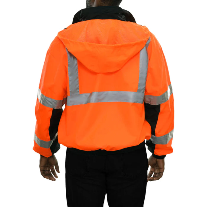 Reflective Apparel® Hi-Vis Waterproof Bomber Rain Jacket - Zip-Out Liner - ANSI Class 3 - 412ST