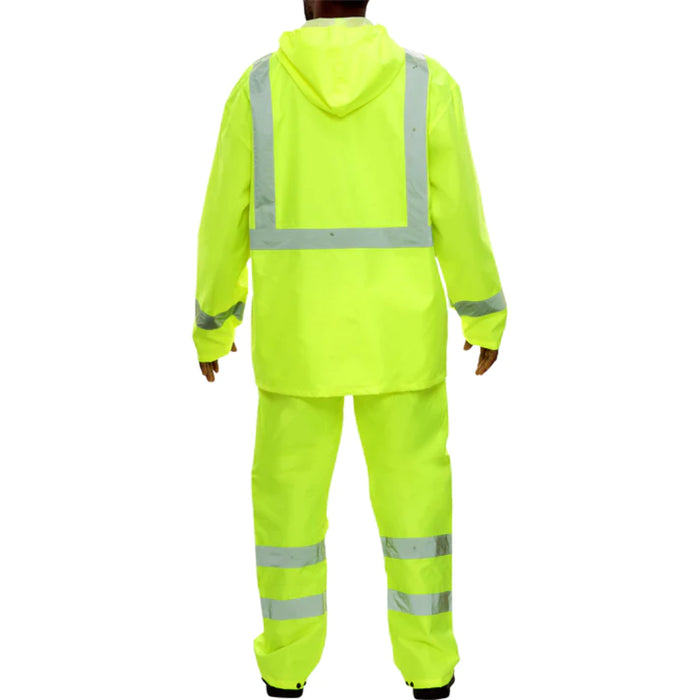 Reflective Apparel® Hi-Vis Waterproof Hooded Rain Suit - ANSI Class 3 - 402ST